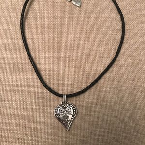 BRIGHTON- braided leather choker & heart pendant